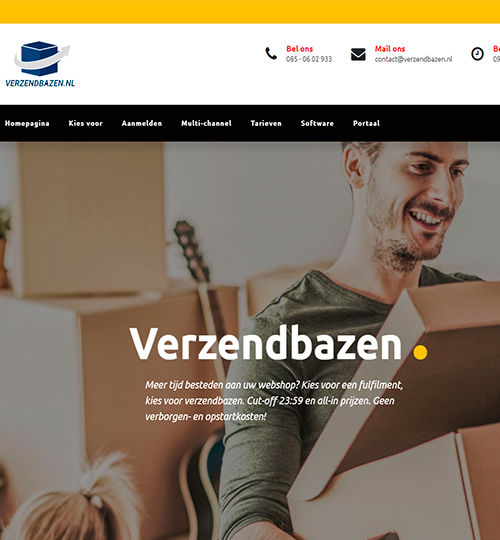Verzendbazen website gecreëerd door Panda webdesign